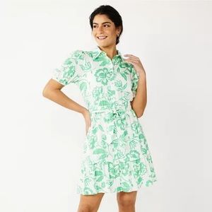 Draper James floral Linen Blend puff sleeve T-shirt dress.